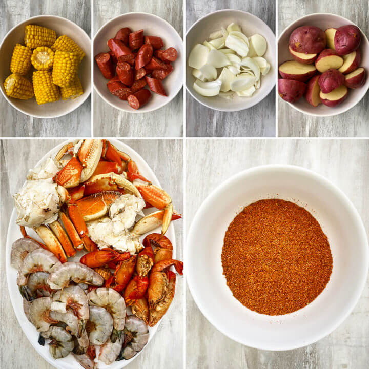 Vegan Seafood Boil Ingredients
