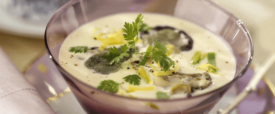 Creamy Pink Moon Oyster Soup