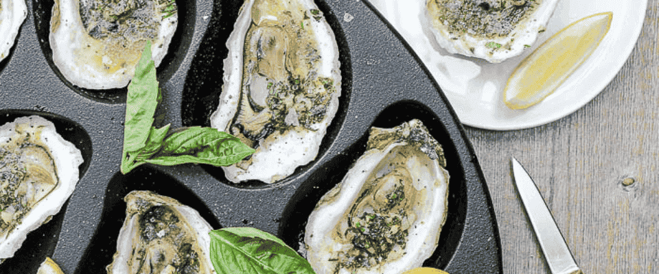 Grilled Pink Moon Oysters with Garlic Butter